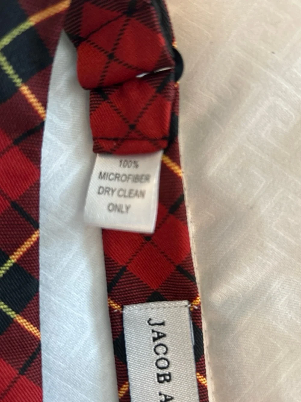 Men's Red Plaid Self-Tie Bow Tie with Matching Pocket Square